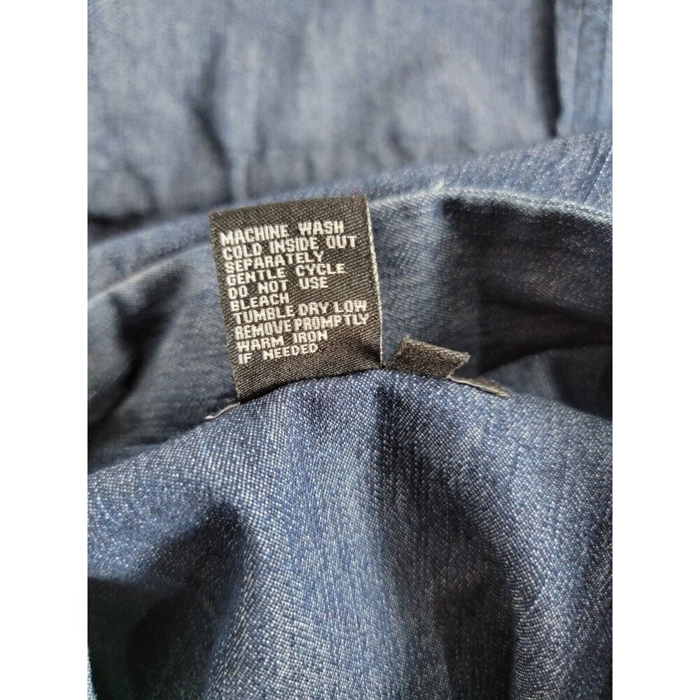 Sandro Women Zip Snap Up Chambray Jacket Size 1X Blue Drawstring Pockets Stretch - Picture 4 of 8